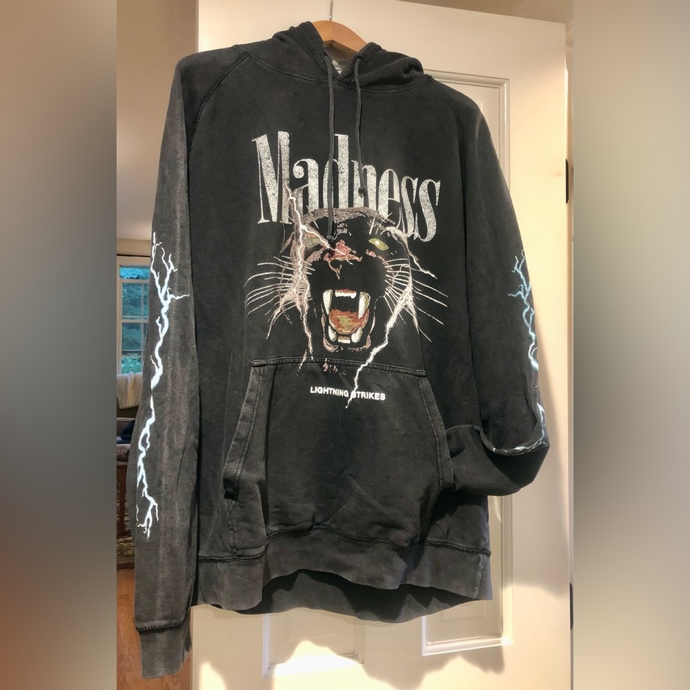 PacSun Madness Adult Men’s XL Panther Lightening Strikes Grey Ash Hoodie